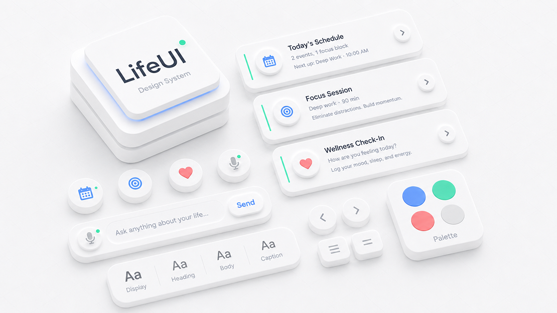 LifeUI neumorphic cards and design components