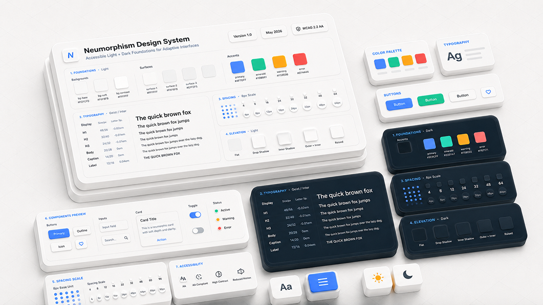 Neumorphism 2026 design system component board