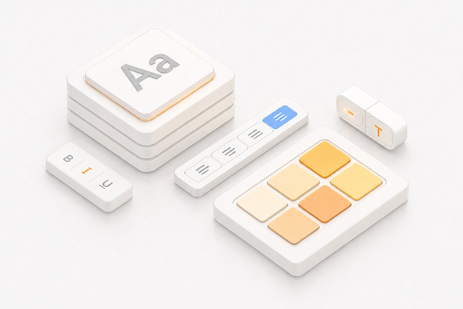 LayerAgent — isometric typography stack with colored swatches and editor controls